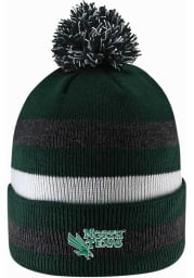 LogoFit North Texas Mean Green Green Primetime Striped Pom Mens Knit Hat