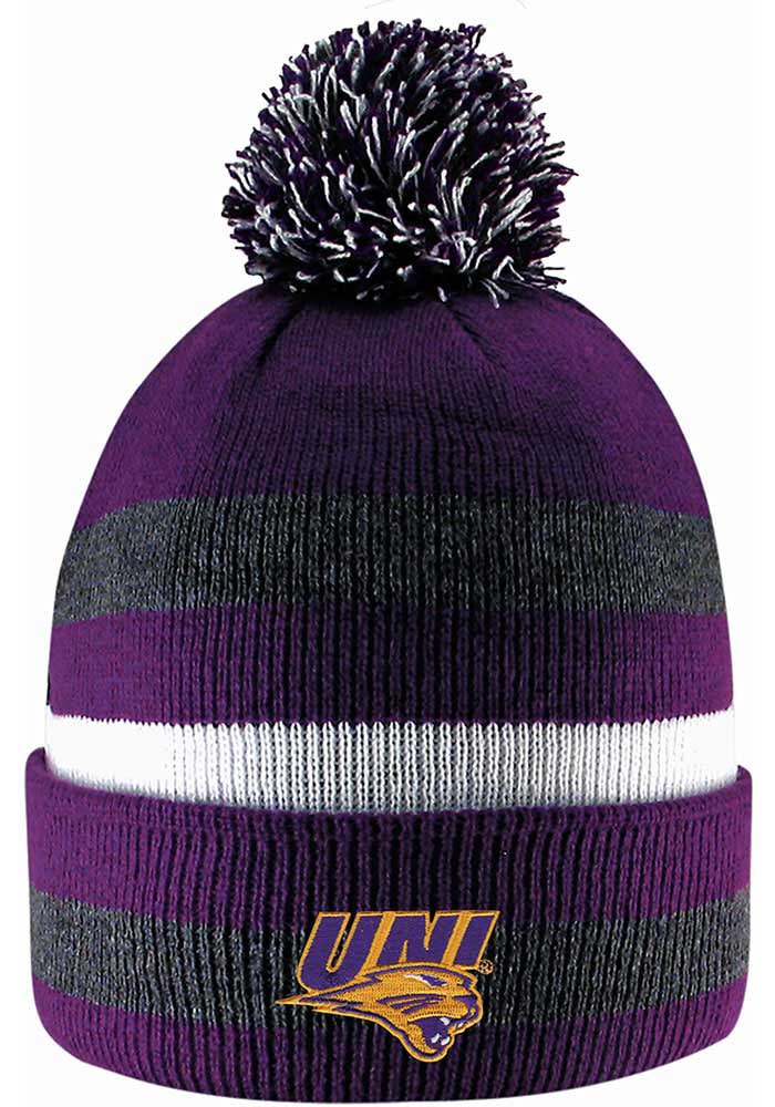 LogoFit Northern Iowa Panthers Purple Primetime Striped Pom Mens Knit Hat