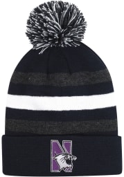 LogoFit Northwestern Wildcats Black Junior Haltime Pom Youth Knit Hat
