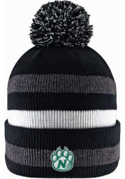LogoFit Northwest Missouri State Bearcats Black Primetime Striped Pom Mens Knit Hat