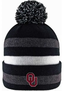 LogoFit Oklahoma Sooners Black Primetime Striped Pom Mens Knit Hat