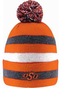 LogoFit Oklahoma State Cowboys Orange Primetime Striped Pom Mens Knit Hat