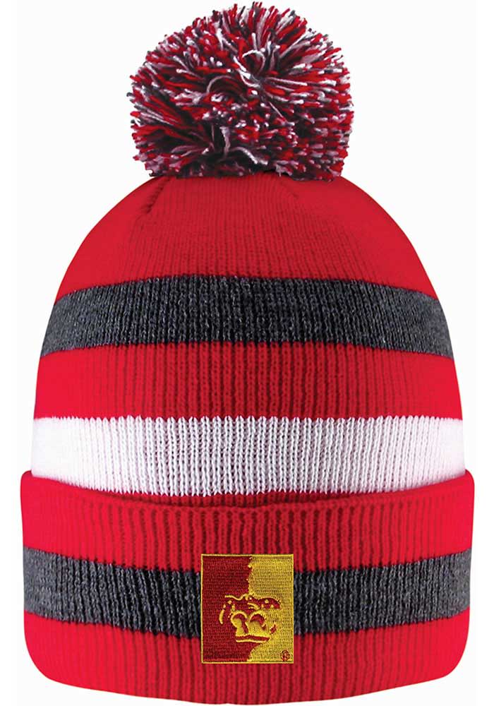 LogoFit Pitt State Gorillas Red Primetime Striped Pom Mens Knit Hat