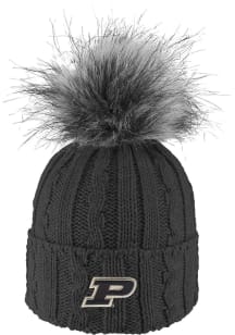 LogoFit Purdue Boilermakers Charcoal Alps Pom Womens Knit Hat