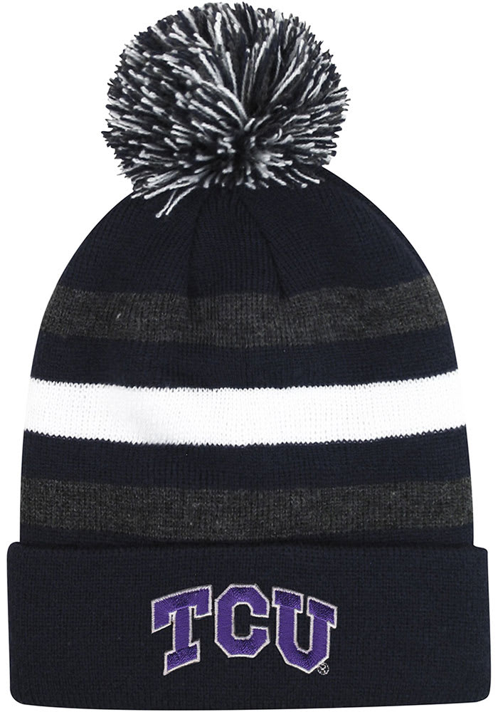 LogoFit TCU Horned Frogs Black Junior Haltime Pom Youth Knit Hat