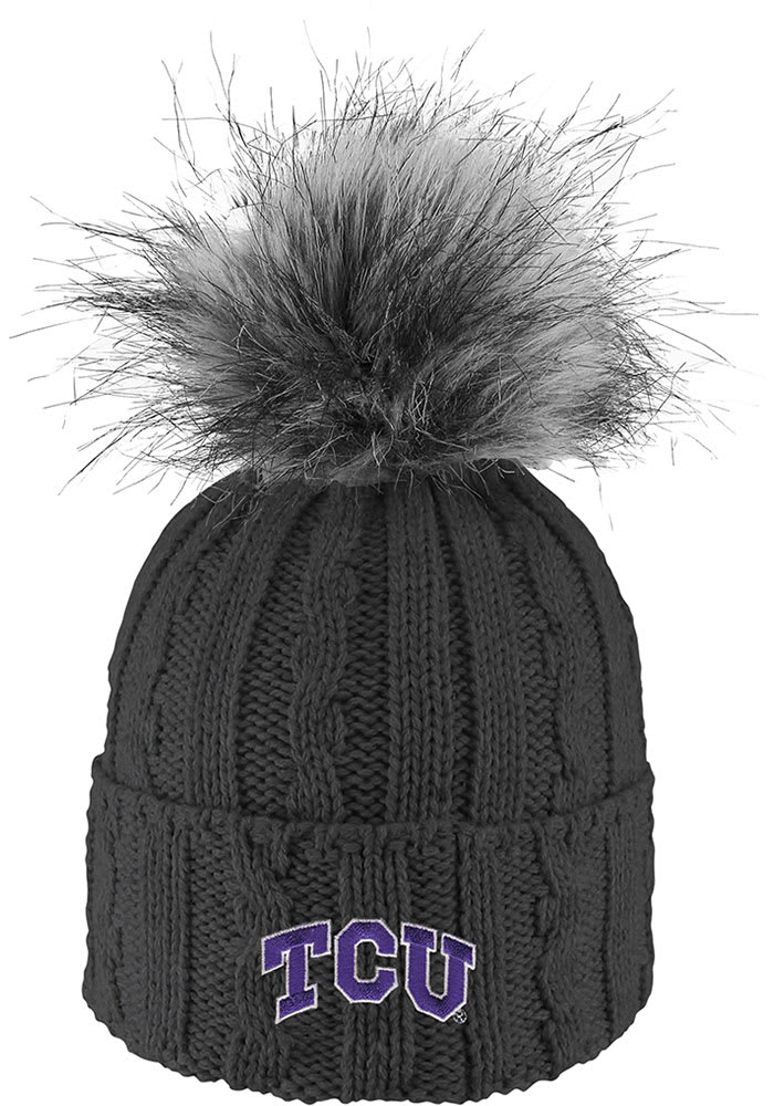 LogoFit TCU Horned Frogs Charcoal Alps Pom Womens Knit Hat