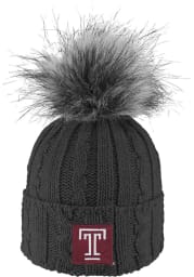 LogoFit Temple Owls Charcoal Alps Pom Womens Knit Hat