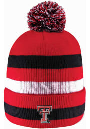 LogoFit Texas Tech Red Raiders Red Primetime Striped Pom Mens Knit Hat