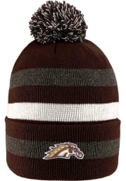 LogoFit Western Michigan Broncos Brown Primetime Striped Pom Mens Knit Hat