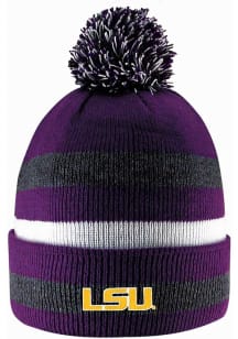 LogoFit LSU Tigers Purple Primetime Pom Knit Mens Knit Hat