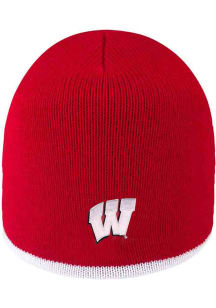 LogoFit Wisconsin Badgers Red Bright Stripe Mens Knit Hat