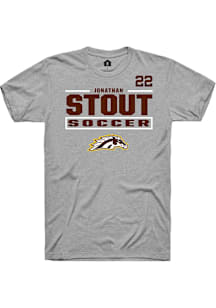 Jonathan Stout Western Michigan Broncos Grey NIL Stacked Box Short Sleeve Player T Shirt