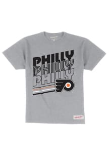 Mitchell and Ness Philadelphia Flyers Grey Repeating Short Sleeve Fashion T Shirt