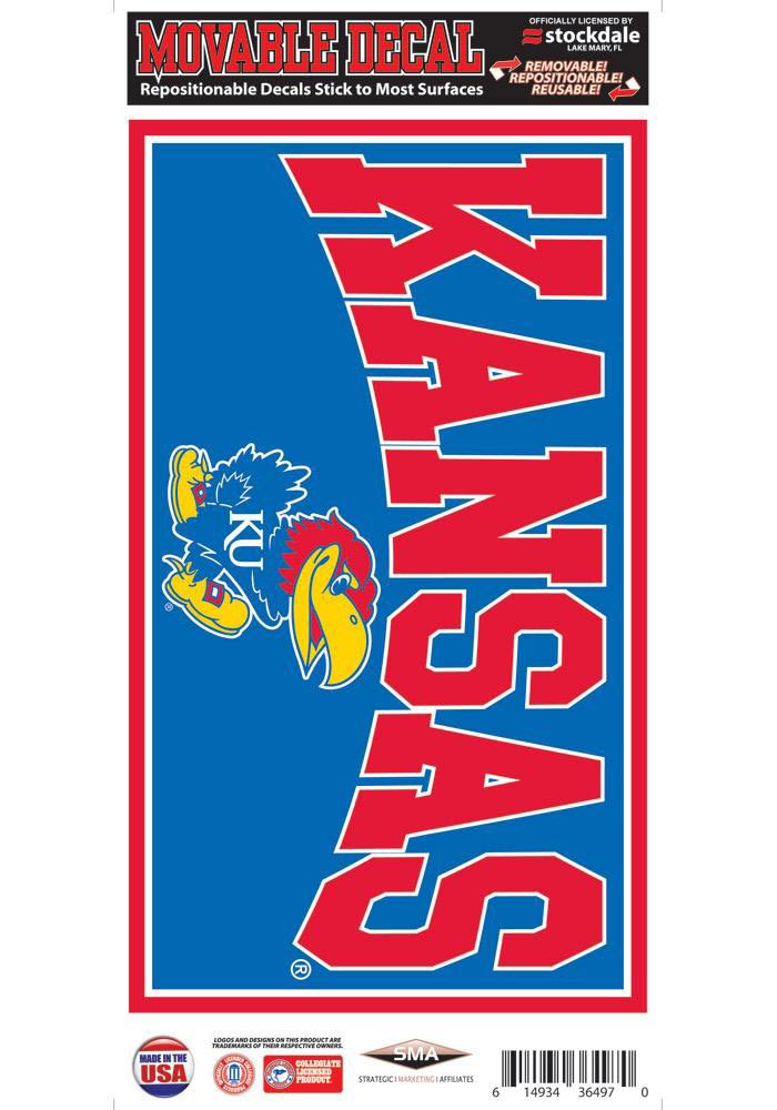 Kansas Jayhawks 6x12 Kansas with Jayhawk Auto Decal - Blue