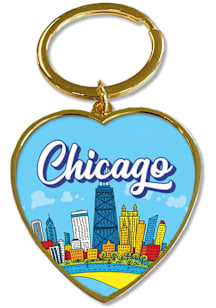 Chicago Heart Keychain - Gold