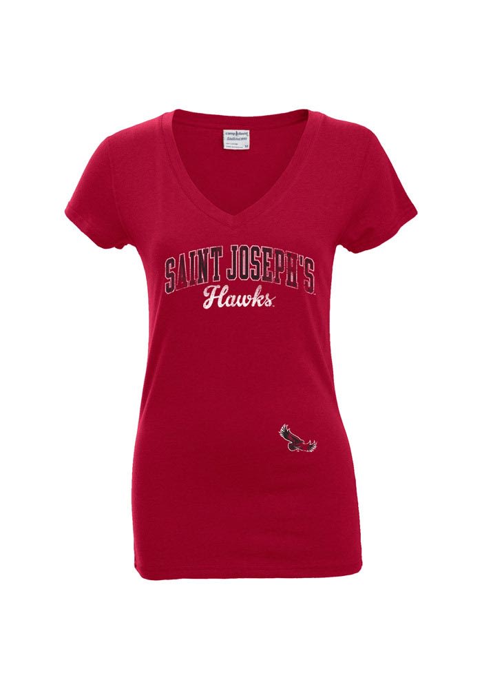 Saint Josephs Hawks Juniors Red Emma V-Neck T-Shirt