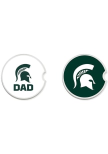 White Michigan State Spartans Dad Set of 2 Car Coaster