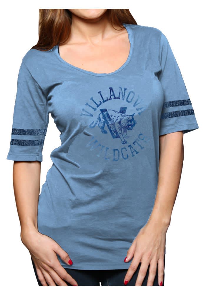 Original Retro Brand Villanova Wildcats Juniors Light Blue Retro Stripe Scoop T-Shirt