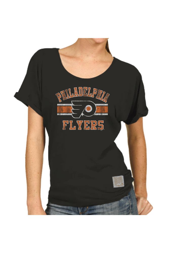 Original Retro Brand Philadelphia Flyers Womens Black Dolman Scoop T-Shirt