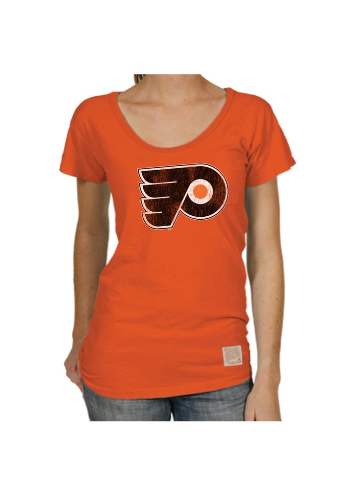 Original Retro Brand Philadelphia Flyers Womens Orange Relaxed Pocket Scoop T-Shirt