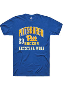Krystina Wolf Rally Mens Blue Pitt Panthers NIL Arch Logo Player T Shirt