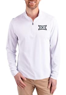 Cutter and Buck Big 12 Mens White Virtue Eco Pique Big and Tall Qtr Zip