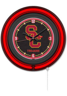 Black USC Trojans Double Neon Wall Clock