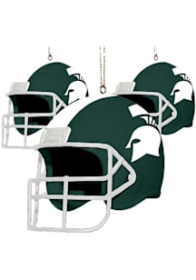Michigan State Spartans 3 Pack Helmet Ornament - Green