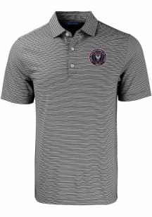 Cutter and Buck Inter Miami CF Mens Black Forge Double Stripe Short Sleeve Polo