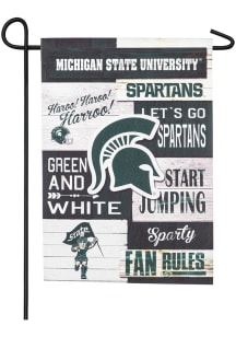 Green Michigan State Spartans 13x18 inch Linen Fan Rules Garden Flag