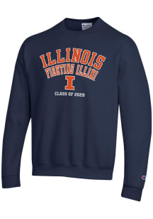 Mens Illinois Fighting Illini Navy Blue Champion Class of 2029 Crew Sweatshirt