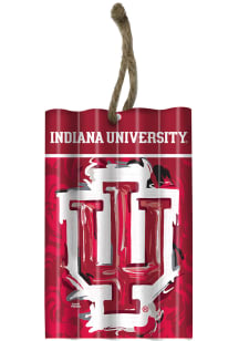 Red Indiana Hoosiers Corrugated Metal Ornament