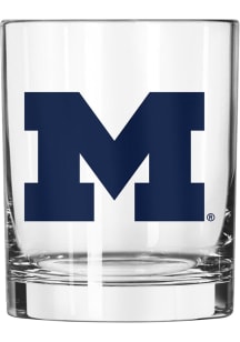 Navy Blue Michigan Wolverines 14oz Rock Glass