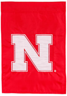 Red Nebraska Cornhuskers Applique Garden Flag
