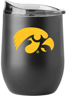 Black Iowa Hawkeyes 16 oz Flipside Powder Coat Curved Stainless Steel Stemless