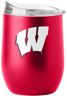 Red Wisconsin Badgers 16 oz Flipside Powder Coat Curved Stainless Steel Stemless