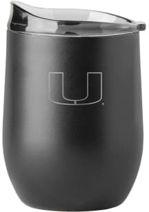 Miami Hurricanes 16 oz Etch Powder Coat Curved Stainless Steel Stemless
