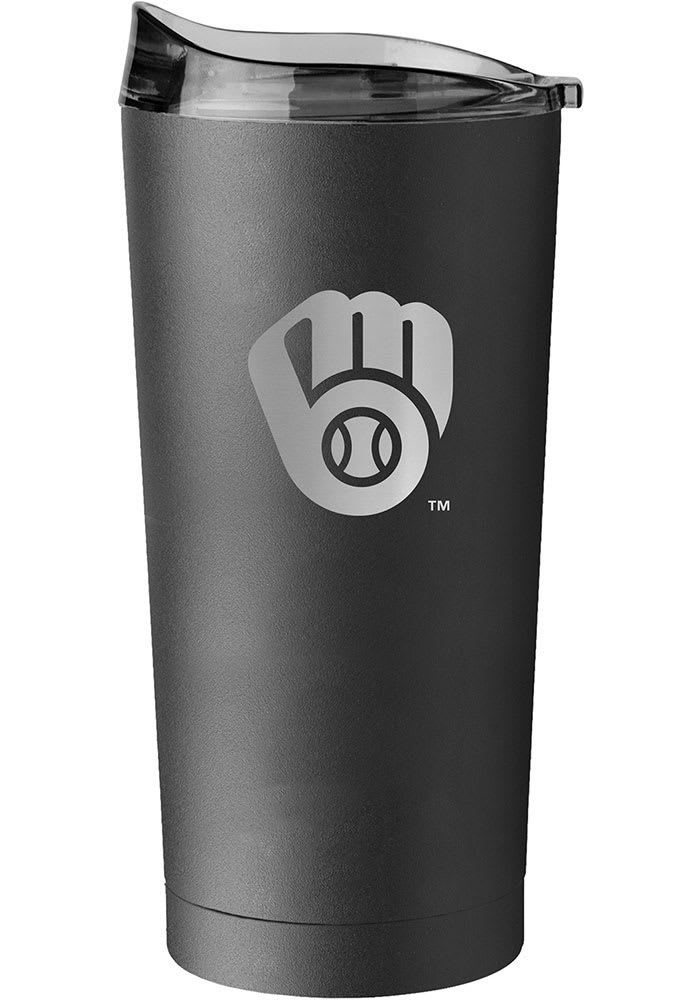 Milwaukee Brewers 20oz Etch Black Powder Coat Tumbler