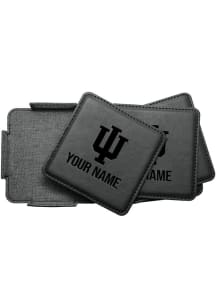 Black Indiana Hoosiers Personalized Leatherette Coaster