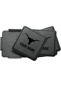 Texas Longhorns Personalized Leatherette Coaster