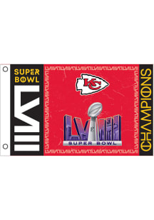Kansas City Chiefs Super Bowl LVIII Champs Embossed Suede 3x5 Red Silk Screen Grommet Flag