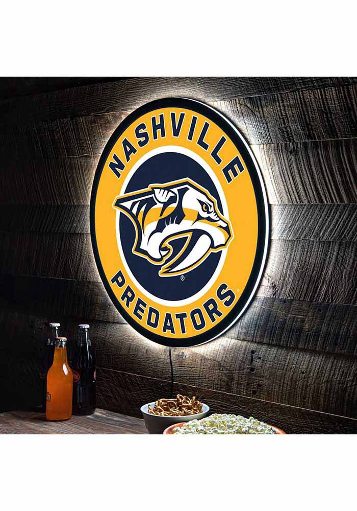 Predators Dog Sign Nashville Predators 23 in Round Light Up Sign GOLD - 1413848