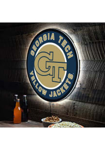 GA Tech Yellow Jackets 23 in Round Light Up Sign