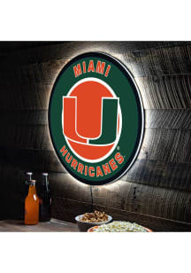 Miami Hurricanes 23 in Round Light Up Sign