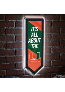 Miami Hurricanes 9x23 Banner Shaped Light Up Sign