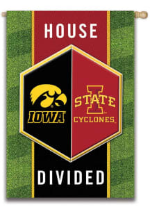 Black Iowa Hawkeyes House Divided Silk Screen Flag