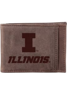 Front Pocket Illinois Fighting Illini Mens Bifold Wallet - Brown