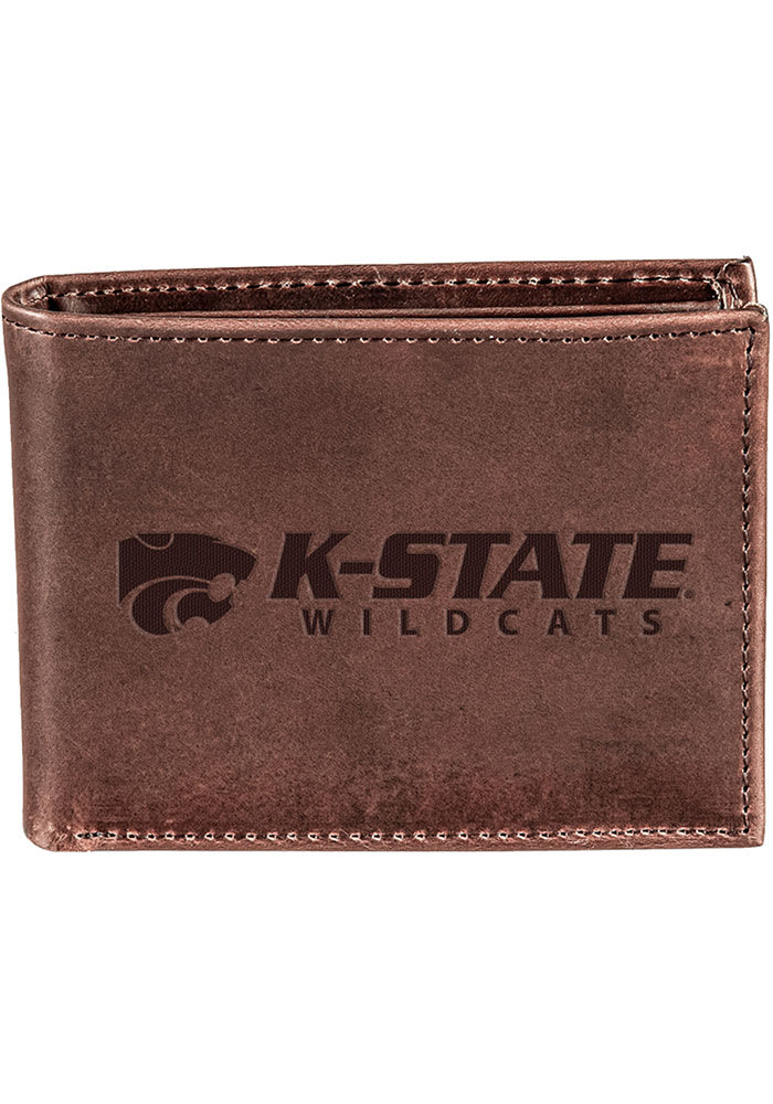K-State Wildcats Leather Mens Bifold Wallet