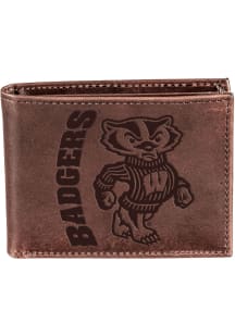 Wisconsin Badgers Leather Mens Bifold Wallet