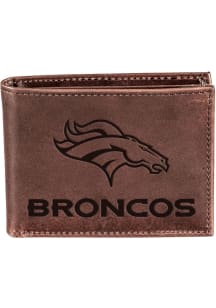 Denver Broncos Leather Mens Bifold Wallet